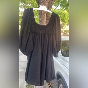 Elegant Black Jumper with Puff Sleeves